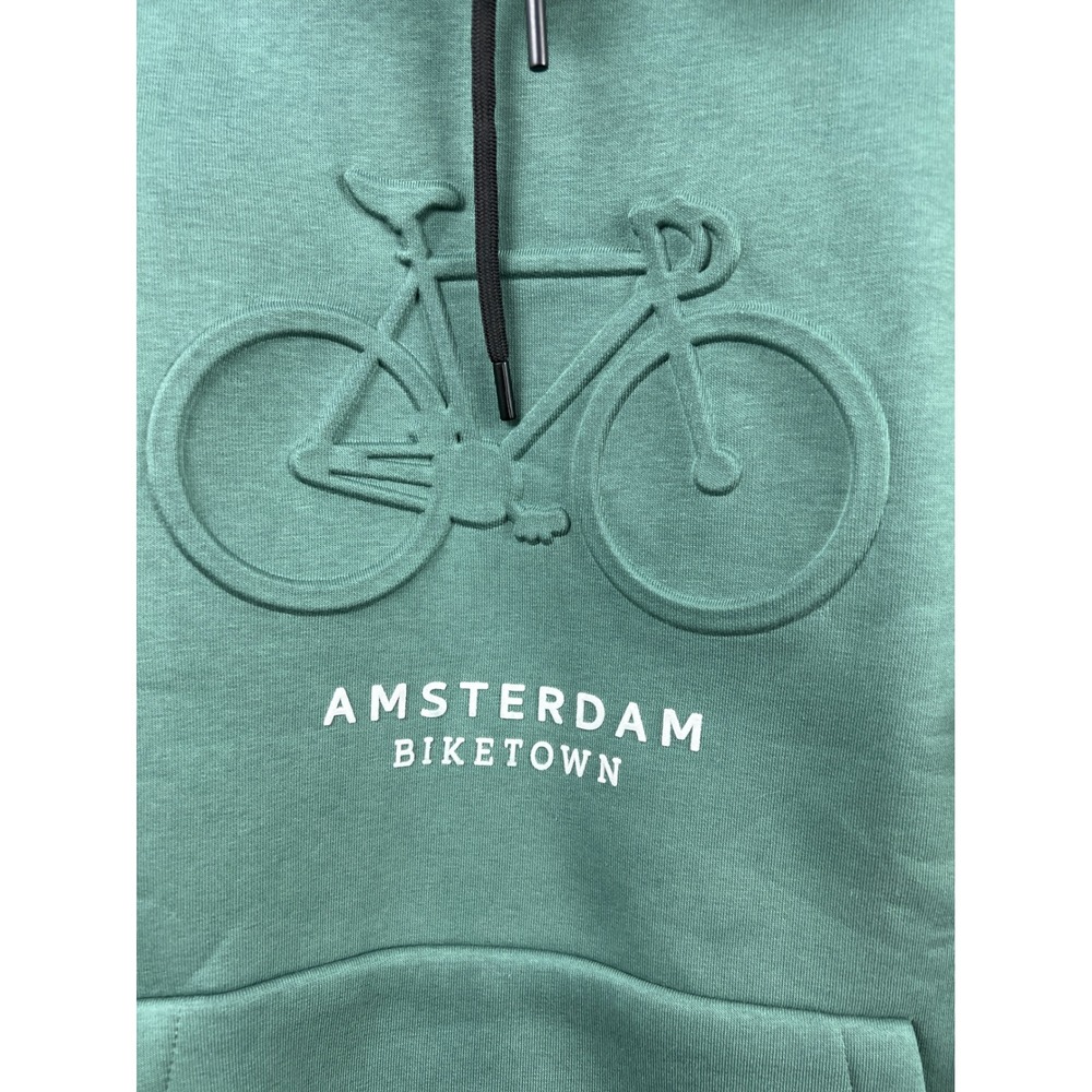 Fox Originals Hoodie Mens Large Green Amsterdam Biketown Embossed Bicycle New - Picture 7 of 12